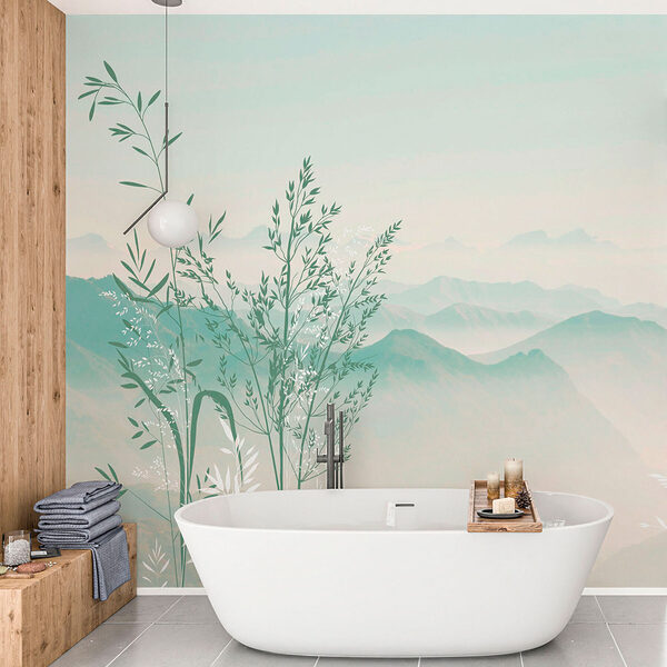 Un paysage avec des montagnes et des arbres Un paysage avec des montagnes et des arbres