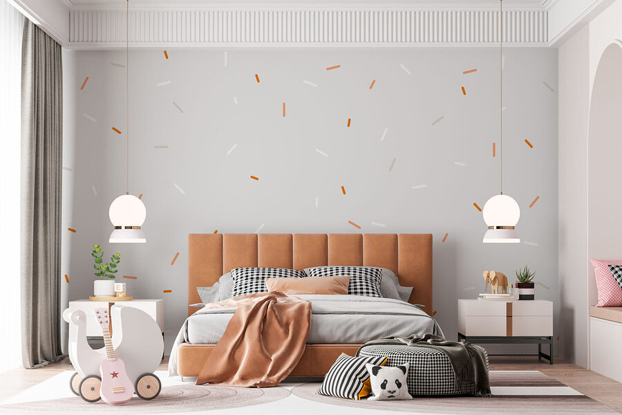 Un saupoudrage blanc et orange sur fond gris