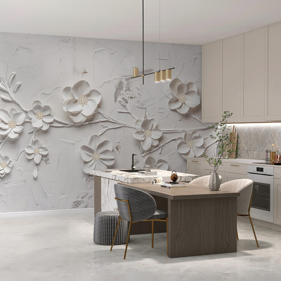 Papier peint Une fleur blanche sur une surface blanche – Image 2