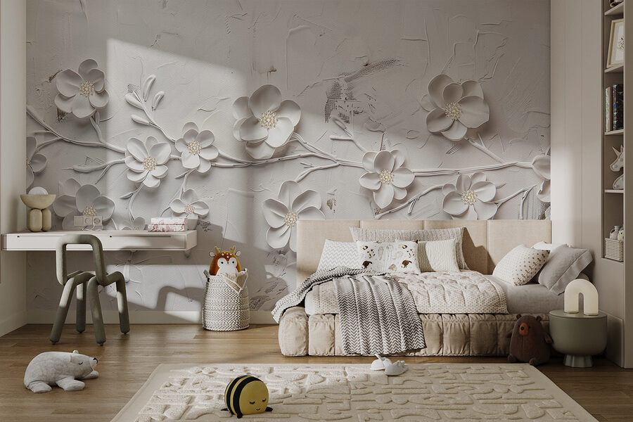 Papier peint Une fleur blanche sur une surface blanche – Image 3