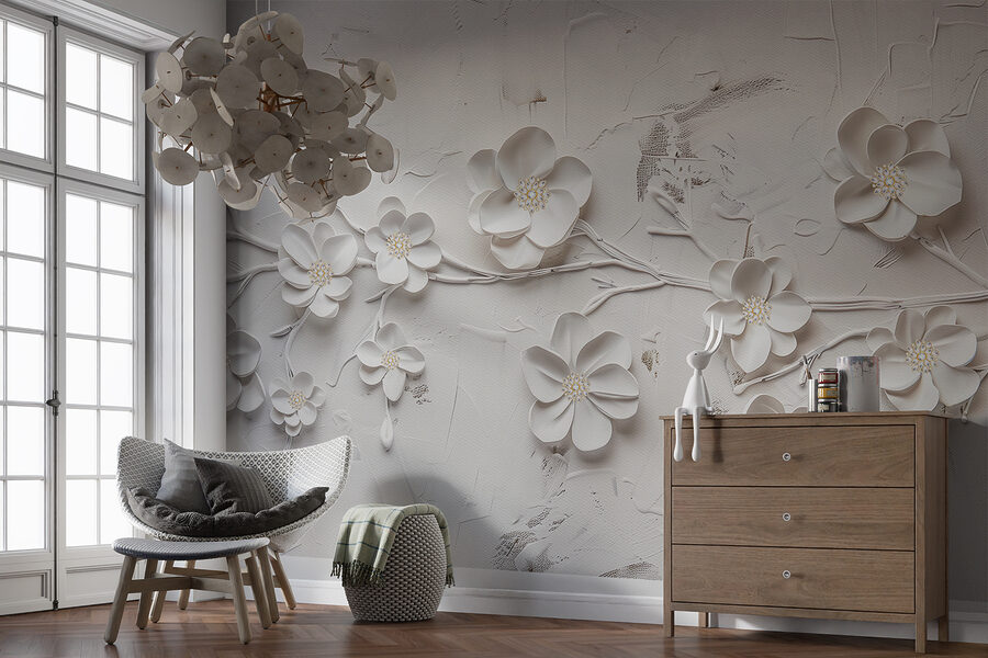 Papier peint Une fleur blanche sur une surface blanche – Image 4