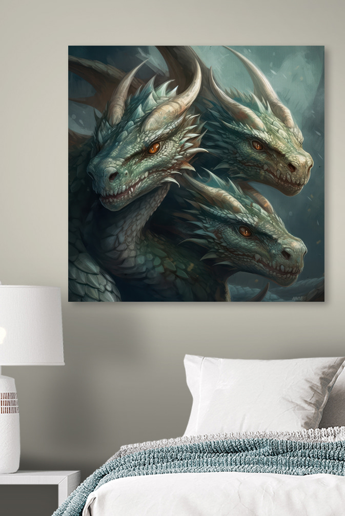 Un groupe de dragons aux cornes pointues et acérées Un groupe de dragons aux cornes pointues et acérées