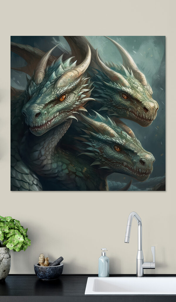 Un groupe de dragons aux cornes pointues et acérées Un groupe de dragons aux cornes pointues et acérées