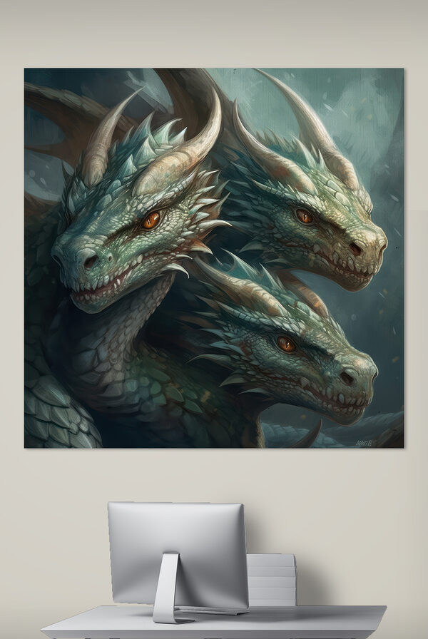 Un groupe de dragons aux cornes pointues et acérées Un groupe de dragons aux cornes pointues et acérées