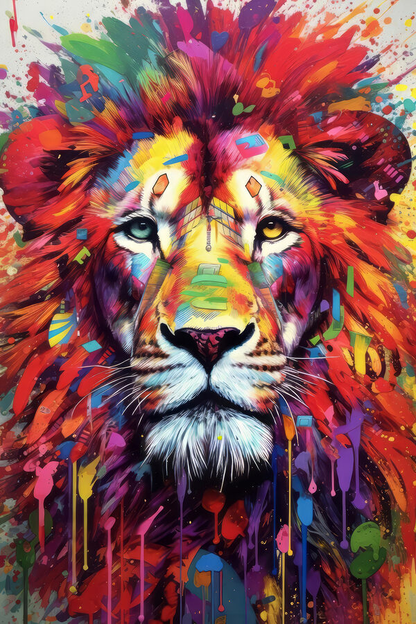 Un lion coloré aux moustaches blanches Un lion coloré aux moustaches blanches