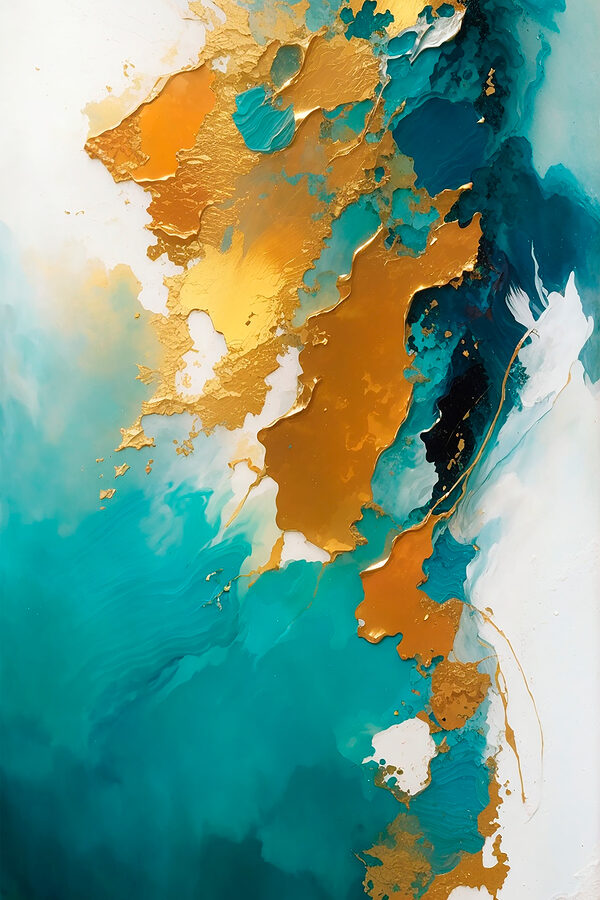 Art abstrait aux teintes sarcelles vibrantes. Art abstrait aux teintes sarcelles vibrantes.