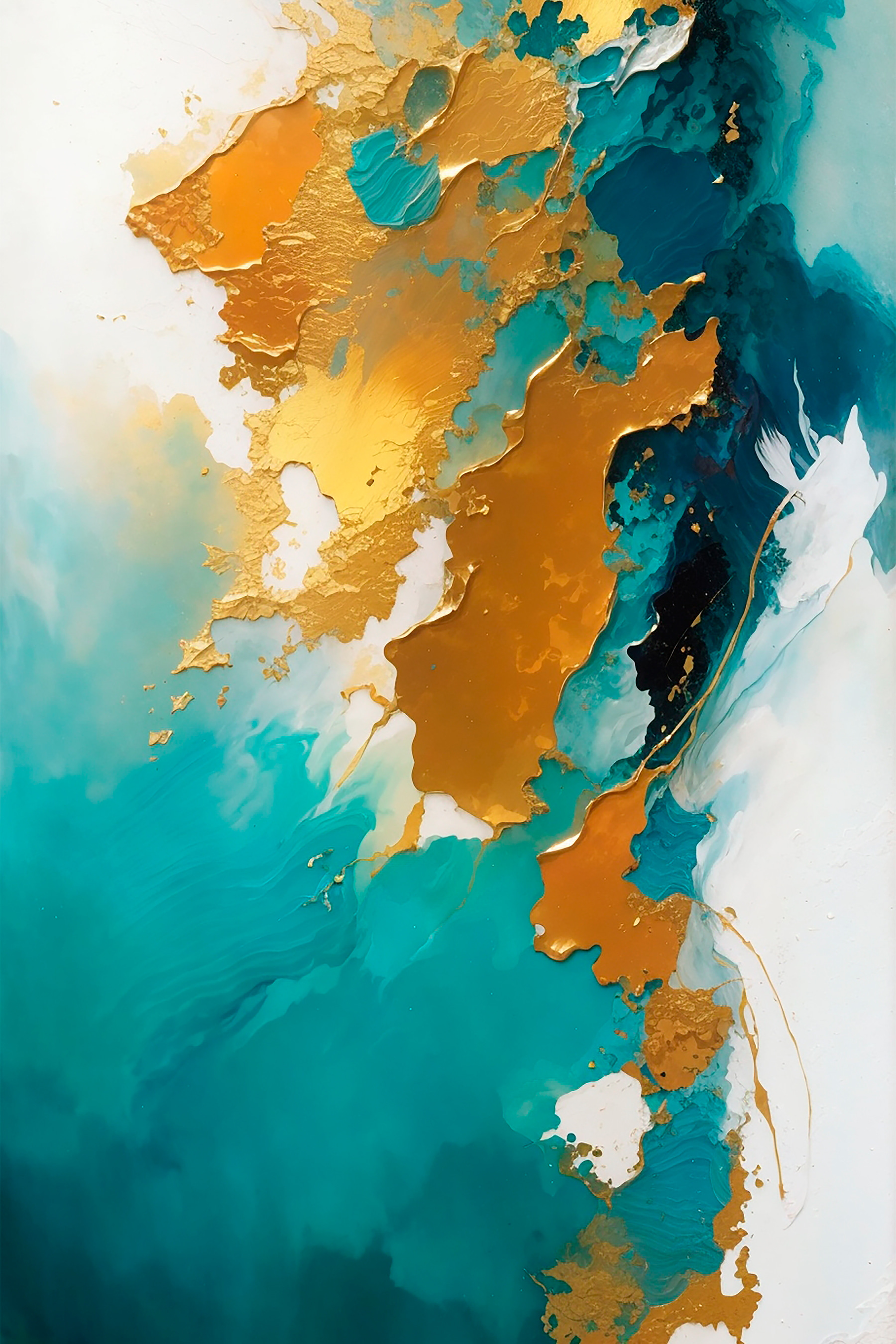 Abstract art with vibrant teal hues