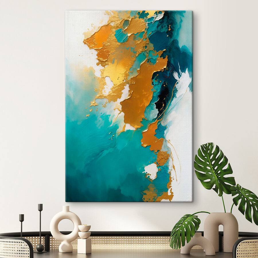 Art abstrait aux teintes sarcelles vibrantes. Art abstrait aux teintes sarcelles vibrantes.