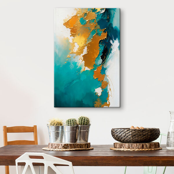 Art abstrait aux teintes sarcelles vibrantes. Art abstrait aux teintes sarcelles vibrantes.