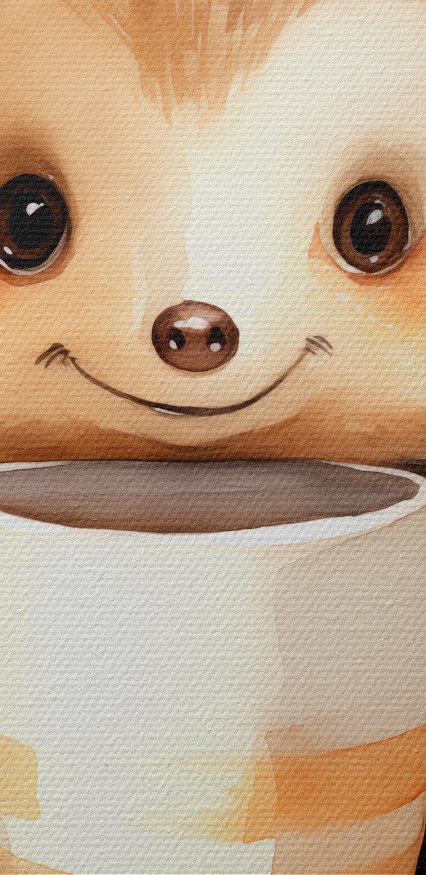 Une aquarelle d'un hérisson tenant une tasse