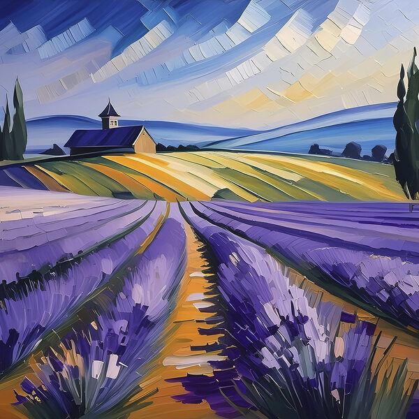 Peinture d'un champ de lavande Peinture d'un champ de lavande
