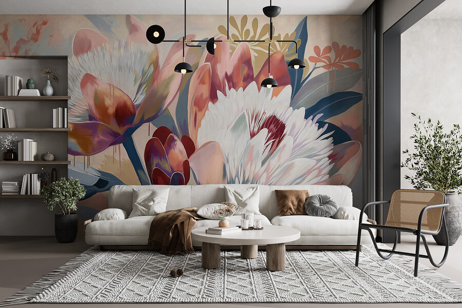 Peinture de fleurs sur une surface