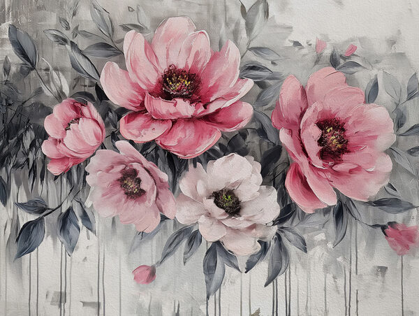 Une peinture de fleurs roses Une peinture de fleurs roses