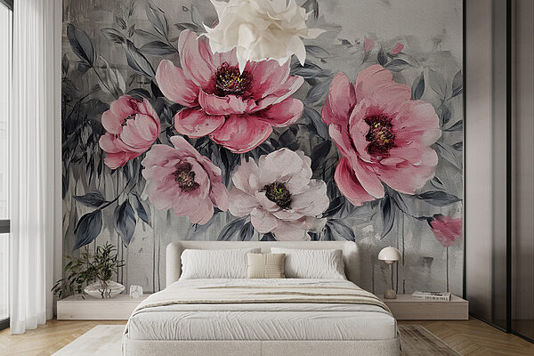Une peinture de fleurs roses Une peinture de fleurs roses