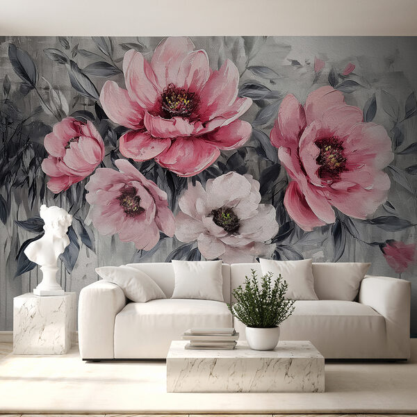 Une peinture de fleurs roses Une peinture de fleurs roses