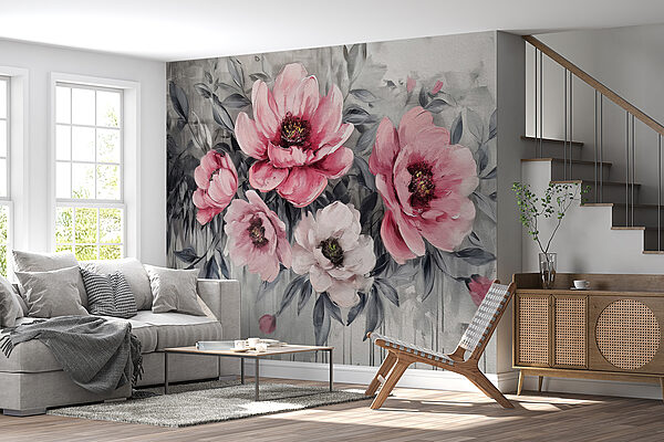 Une peinture de fleurs roses Une peinture de fleurs roses