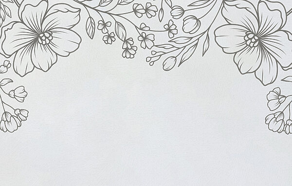 A white background with black and white flowers