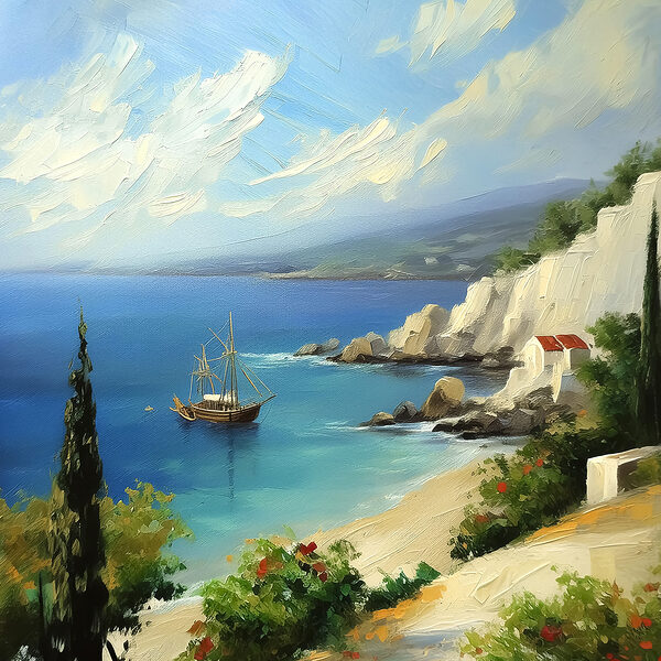 Peinture d'un bateau dans l'eau Peinture d'un bateau dans l'eau