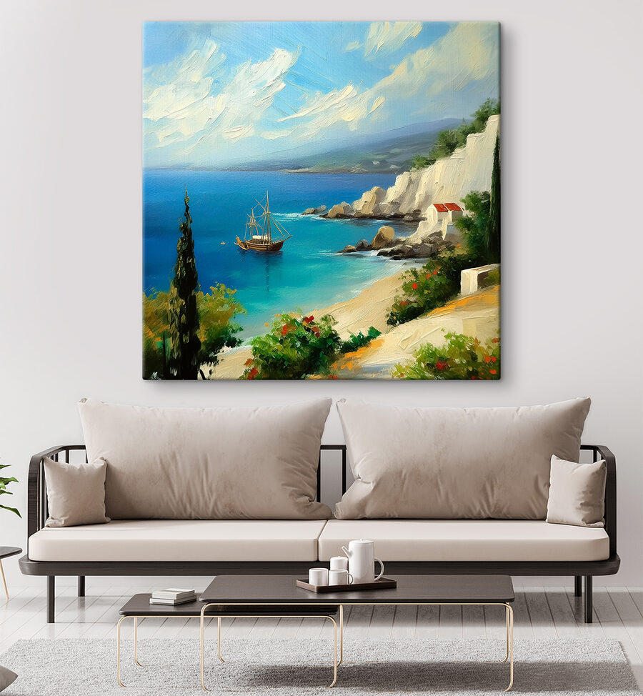 Peinture d'un bateau dans l'eau