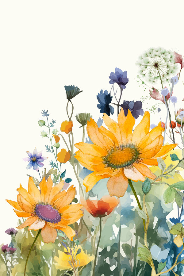 Une peinture de fleurs et de plantes Une peinture de fleurs et de plantes
