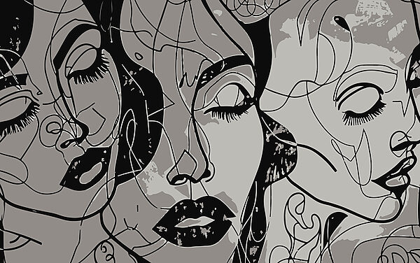 Image en noir et blanc du visage d'une femme Image en noir et blanc du visage d'une femme