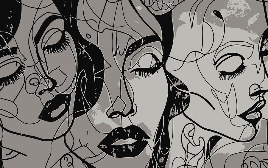 Papier peint Image en noir et blanc du visage d'une femme – Image 3