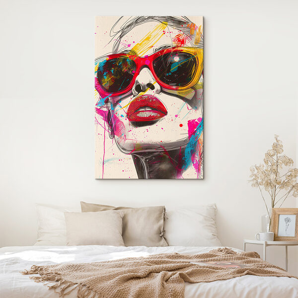 Une femme portant des lunettes de soleil et des lèvres Une femme portant des lunettes de soleil et des lèvres