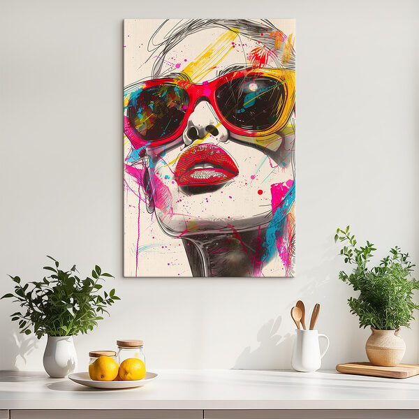 Une femme portant des lunettes de soleil et des lèvres Une femme portant des lunettes de soleil et des lèvres