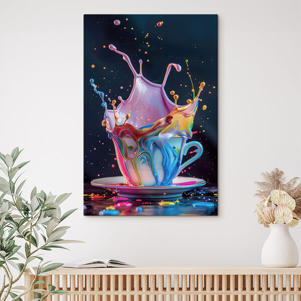 Un liquide coloré éclaboussant une tasse Un liquide coloré éclaboussant une tasse