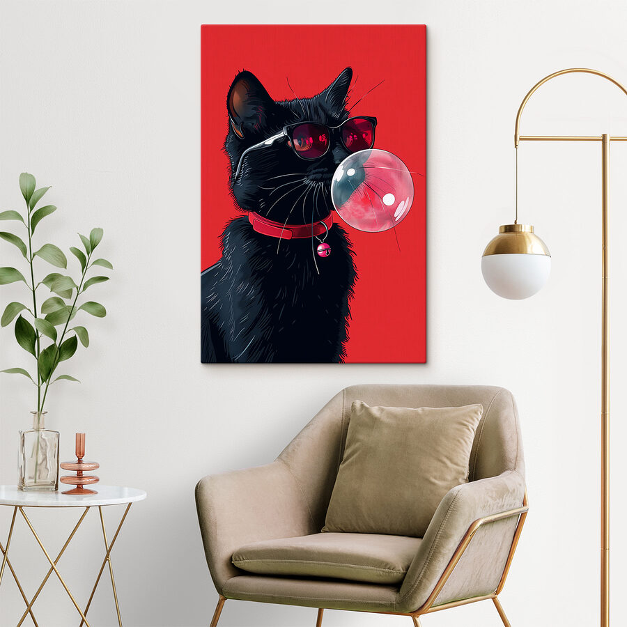 Un chat portant des lunettes de soleil et mâchant du chewing-gum Un chat portant des lunettes de soleil et mâchant du chewing-gum