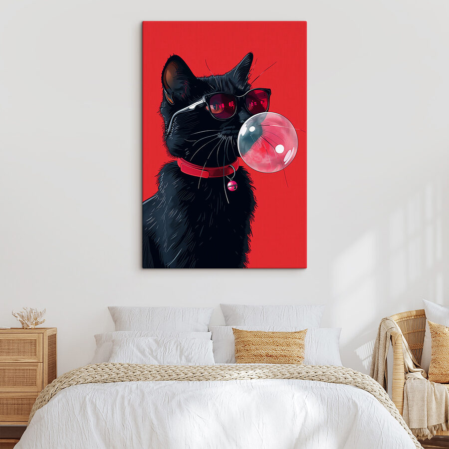 Un chat portant des lunettes de soleil et mâchant du chewing-gum Un chat portant des lunettes de soleil et mâchant du chewing-gum