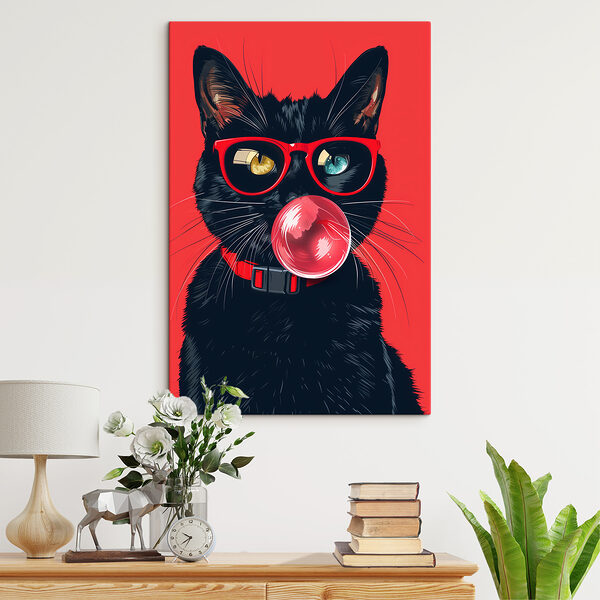 Un chat portant des lunettes de soleil et mâchant du chewing-gum Un chat portant des lunettes de soleil et mâchant du chewing-gum