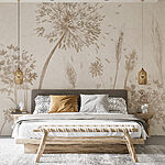 Papier peint Dessin de pissenlits et de blé