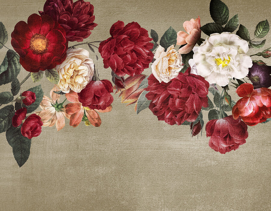 Groupe de fleurs sur fond gris