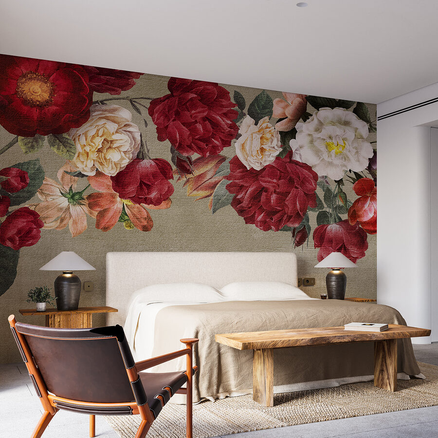 Groupe de fleurs sur fond gris