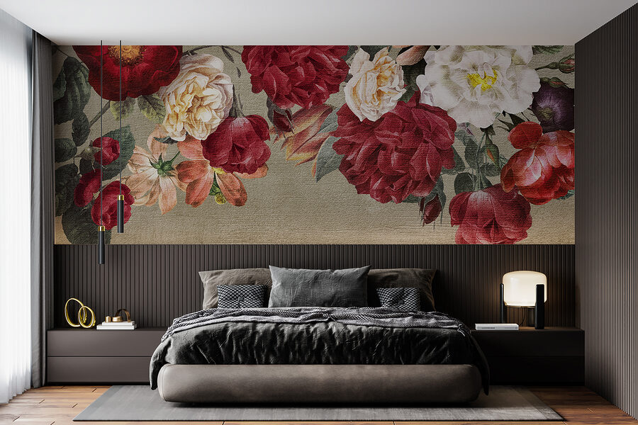 Groupe de fleurs sur fond gris