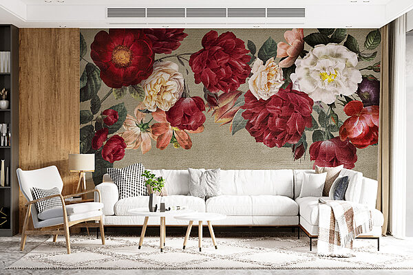 Groupe de fleurs sur fond gris Groupe de fleurs sur fond gris