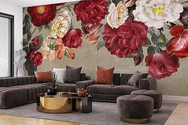 Groupe de fleurs sur fond gris Groupe de fleurs sur fond gris