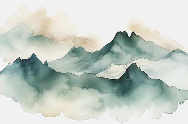 Peinture de montagnes et de brouillard w07967p 600x397 - Peinture de montagnes et de brouillard