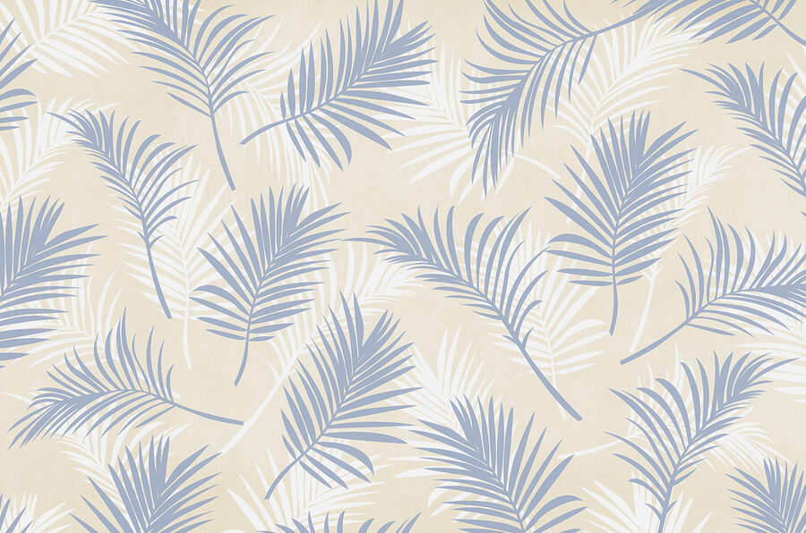 Papier peint Motif de feuilles bleues et blanches – Image 3