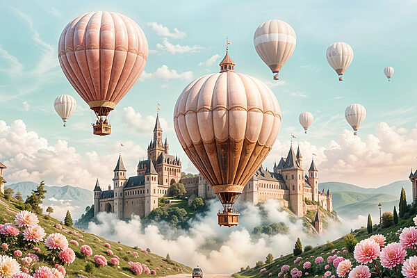 Château avec montgolfières Château avec montgolfières
