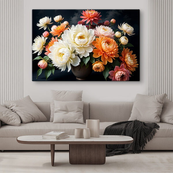 Vase of flowers with a cloudy sky Vase of flowers with a cloudy sky