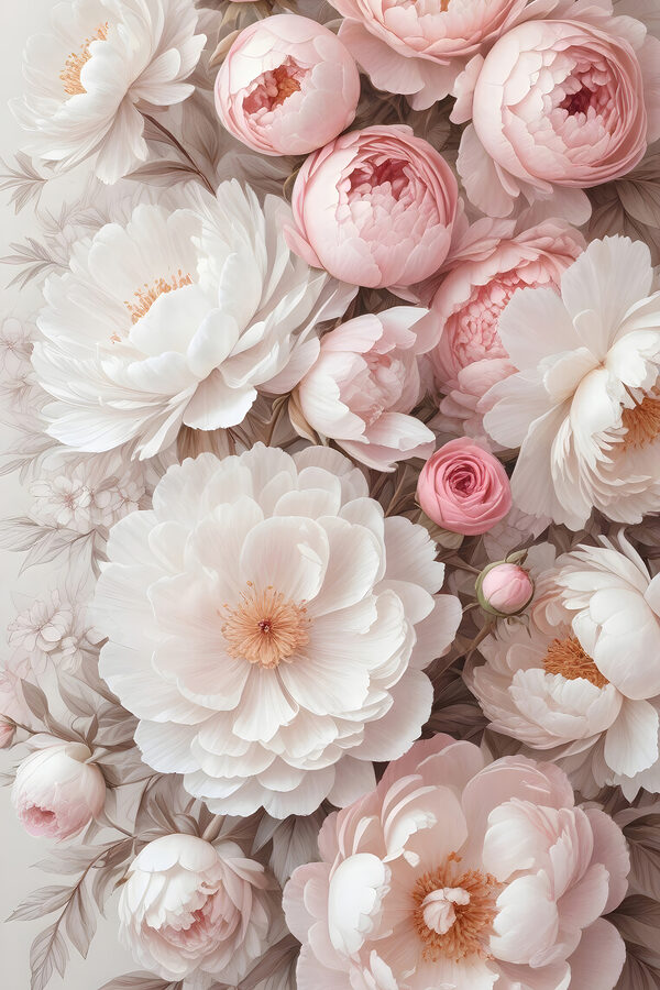 Groupe de fleurs blanches et roses Groupe de fleurs blanches et roses