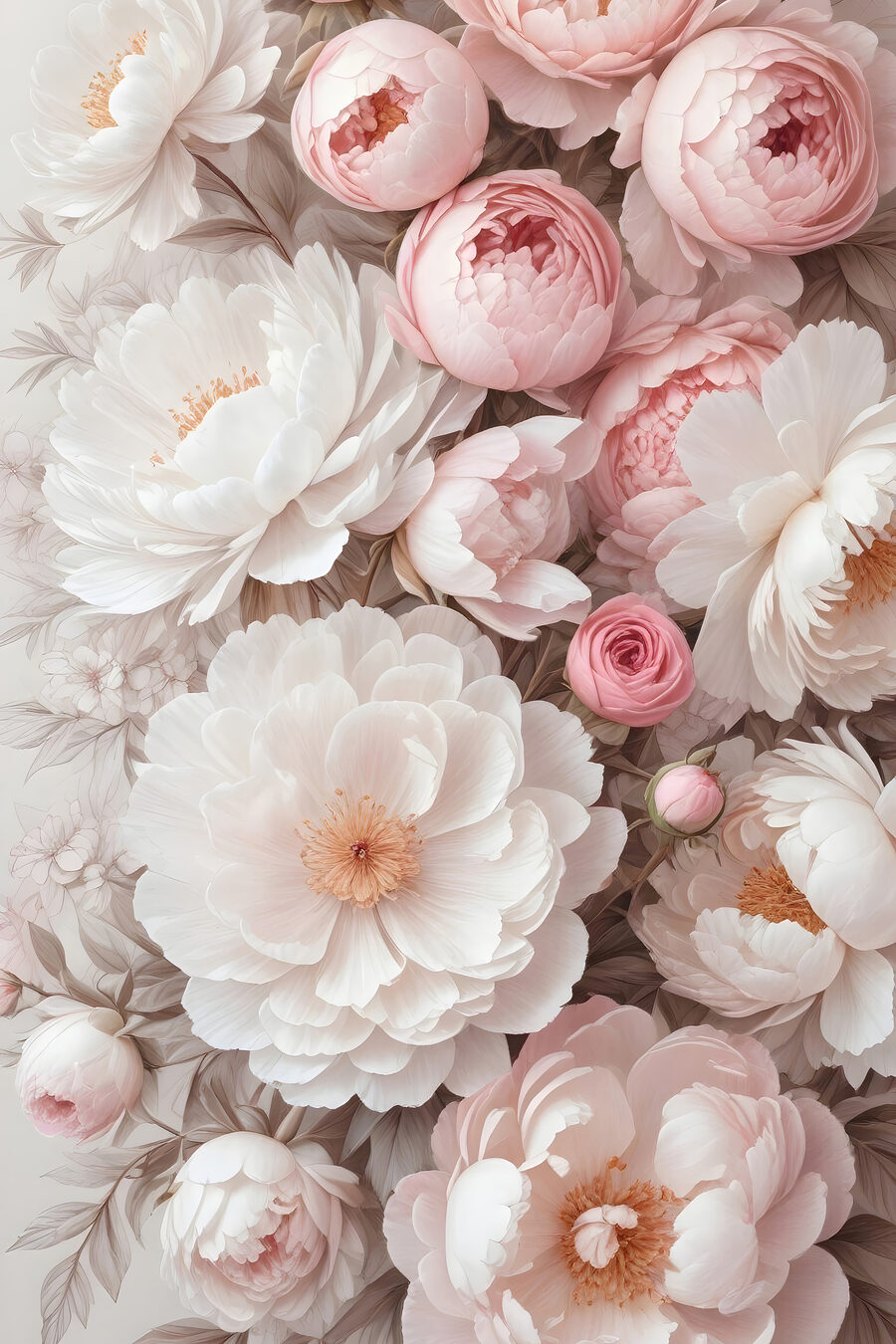 Groupe de fleurs blanches et roses