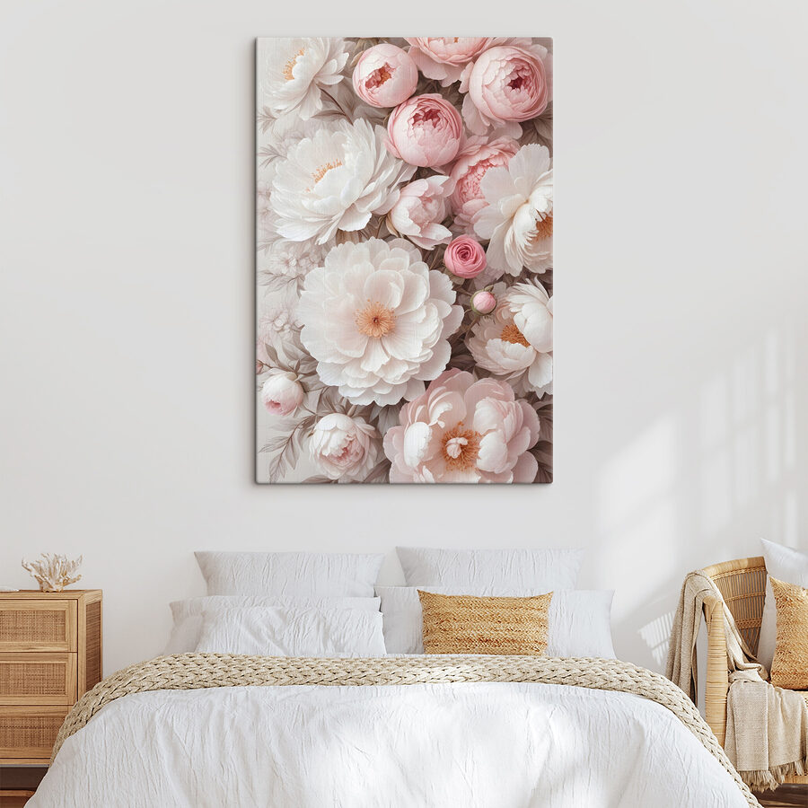 Groupe de fleurs blanches et roses