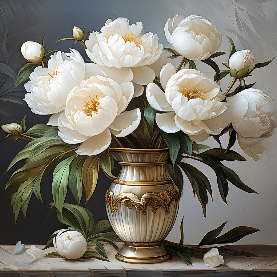 Peinture de fleurs dans un vase