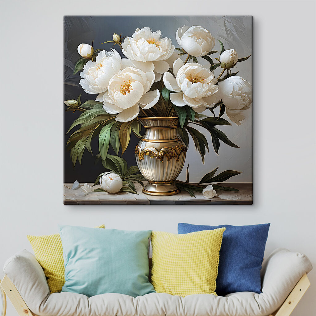 Painting of flowers in a vase