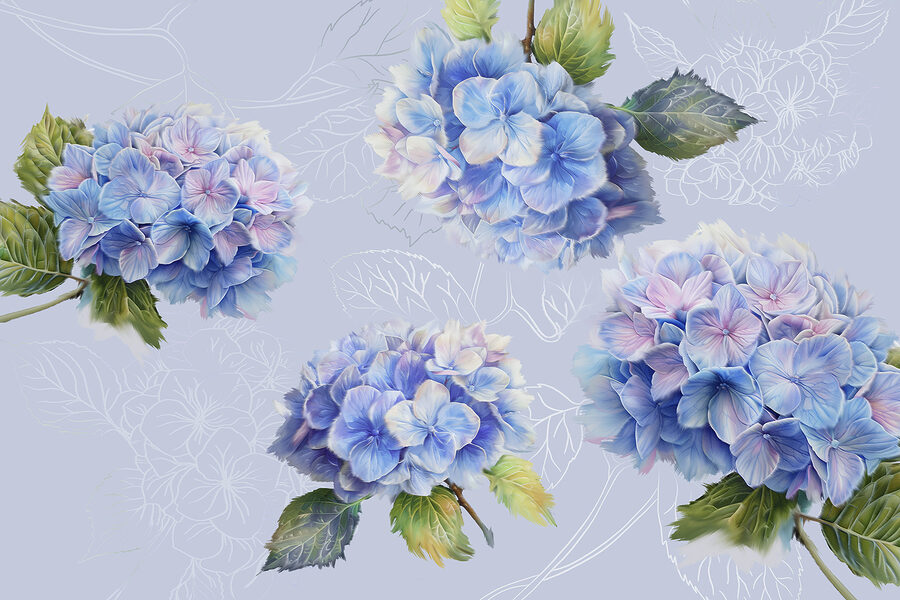 Groupe de fleurs bleues