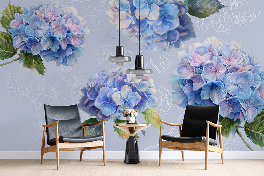 Groupe de fleurs bleues