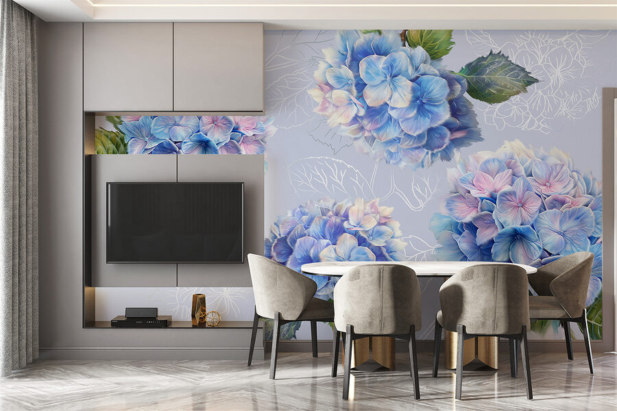 Groupe de fleurs bleues